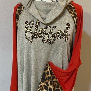 Cowl neck long sleeve top, bell sleeves